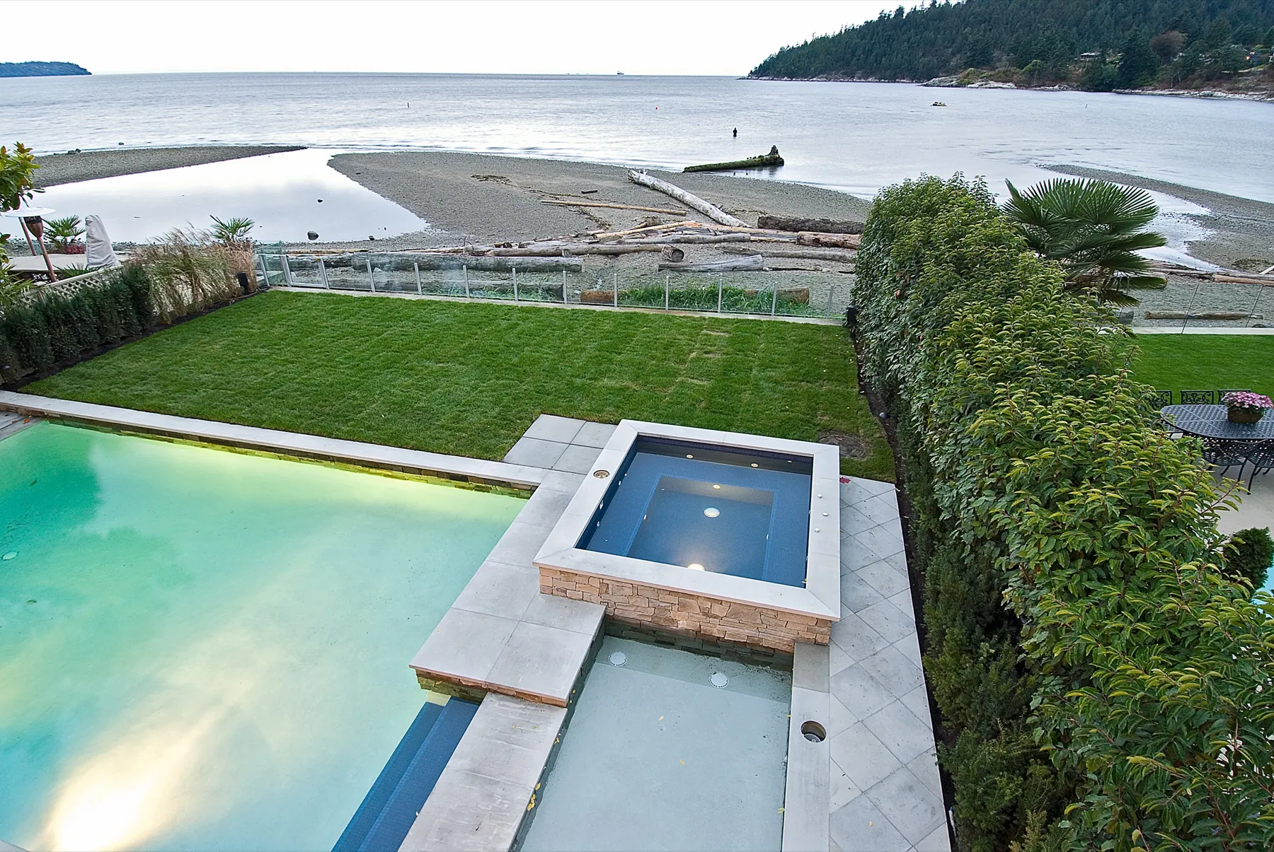 Beach House, Pool aerial twilight