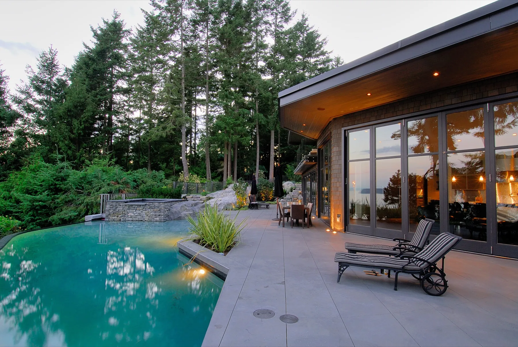 Infinity pool at twilight, Cypress Park, West Vancouver