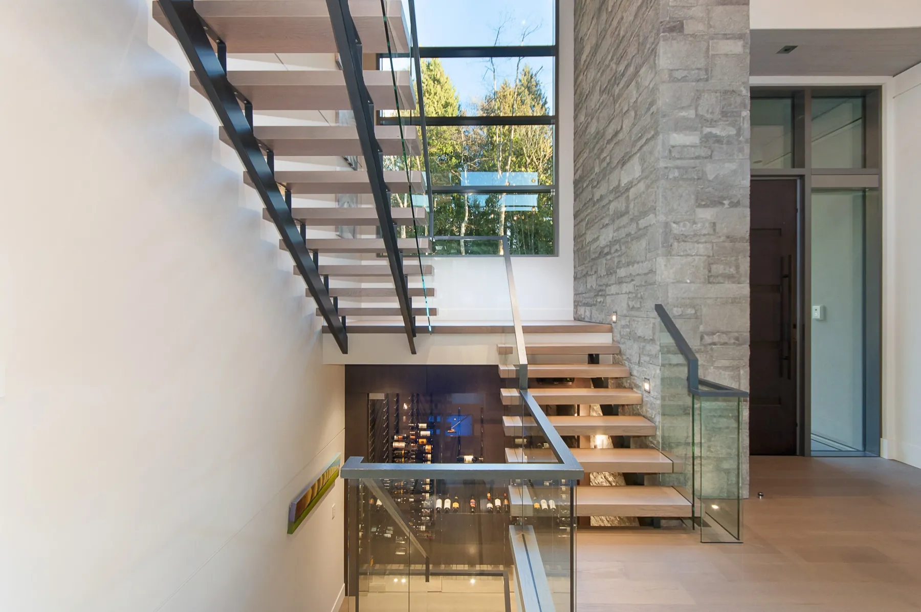 Creekside, Stair atrium wine cellar