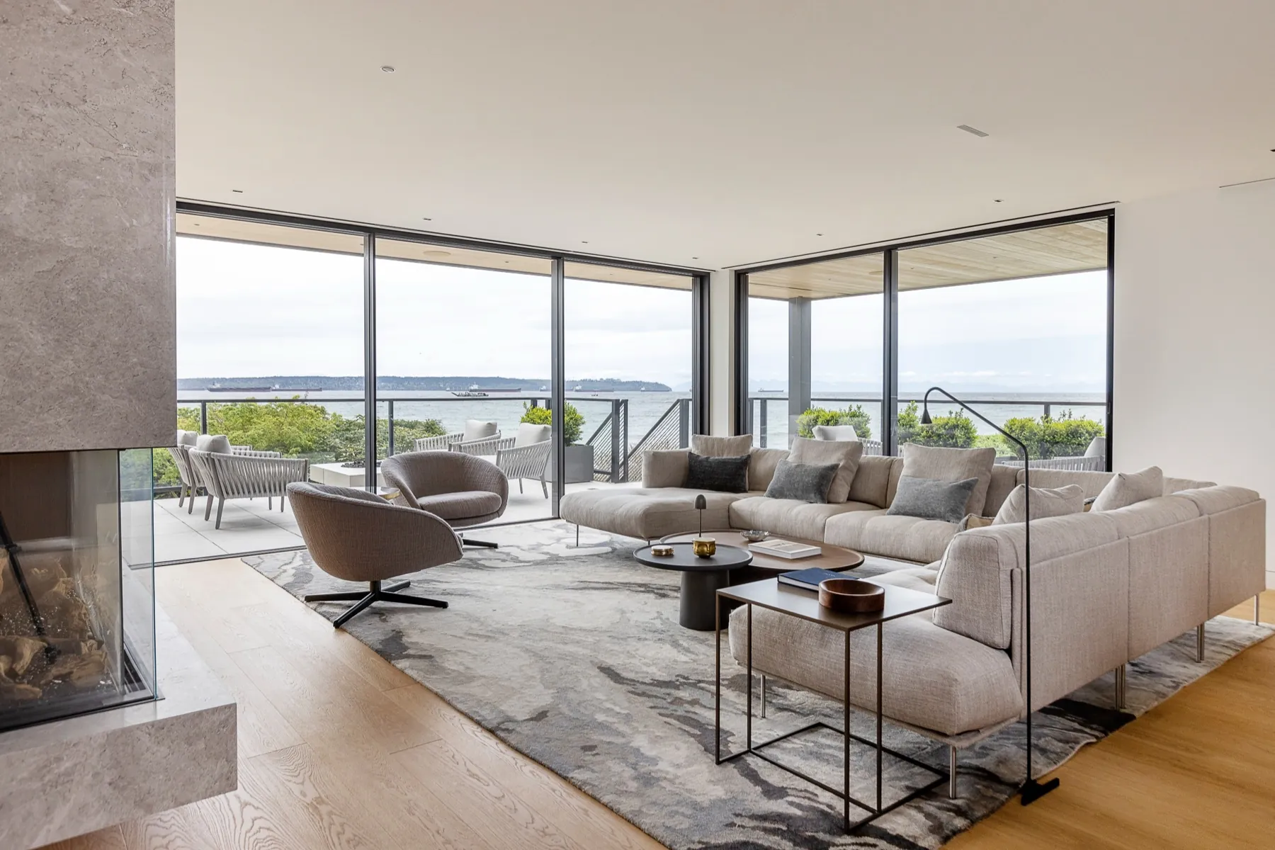 Ocean-view great room, GD Nielsen custom home