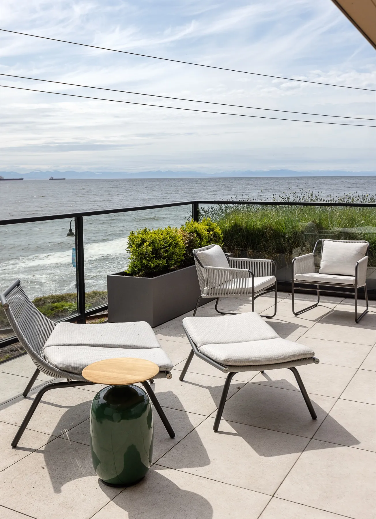 Shoreline, Rear terrace firepit overhead