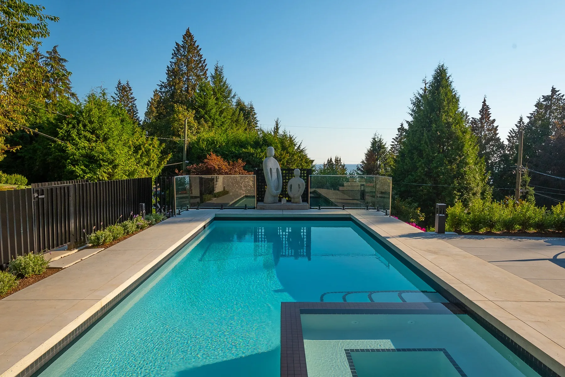 Pool and ocean view, Altamont, West Vancouver